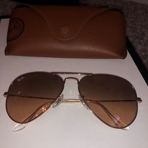 Rose gold gradient aviator Ray Ban size 58